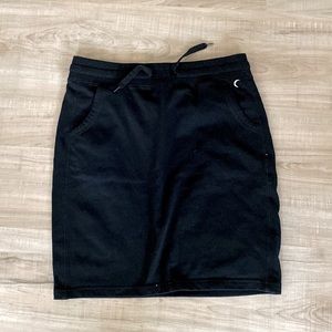 Zyia Active Take Me Everywhere Skirt Black Terry Knit Stretch Pull On • L
